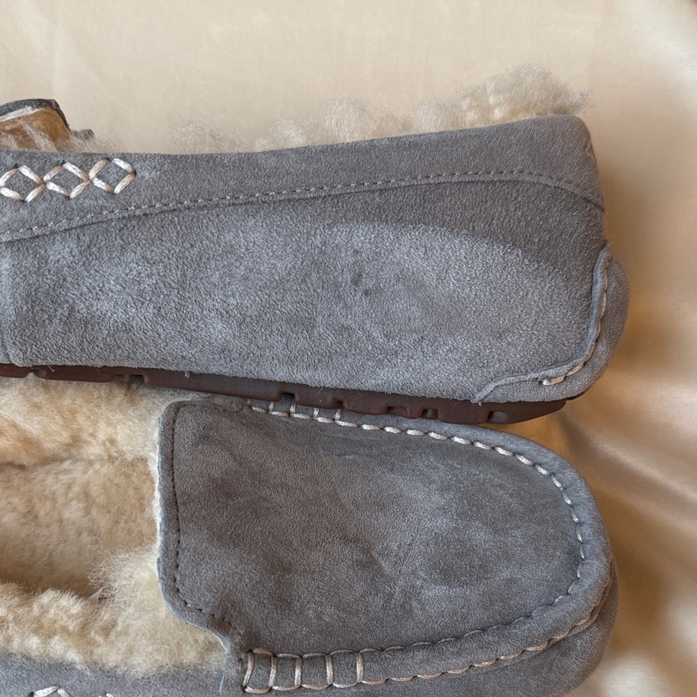 UGG Women’s Ansley Light Grey Suede & Sheepskin Slippers/Loafers - Picture 13 of 16